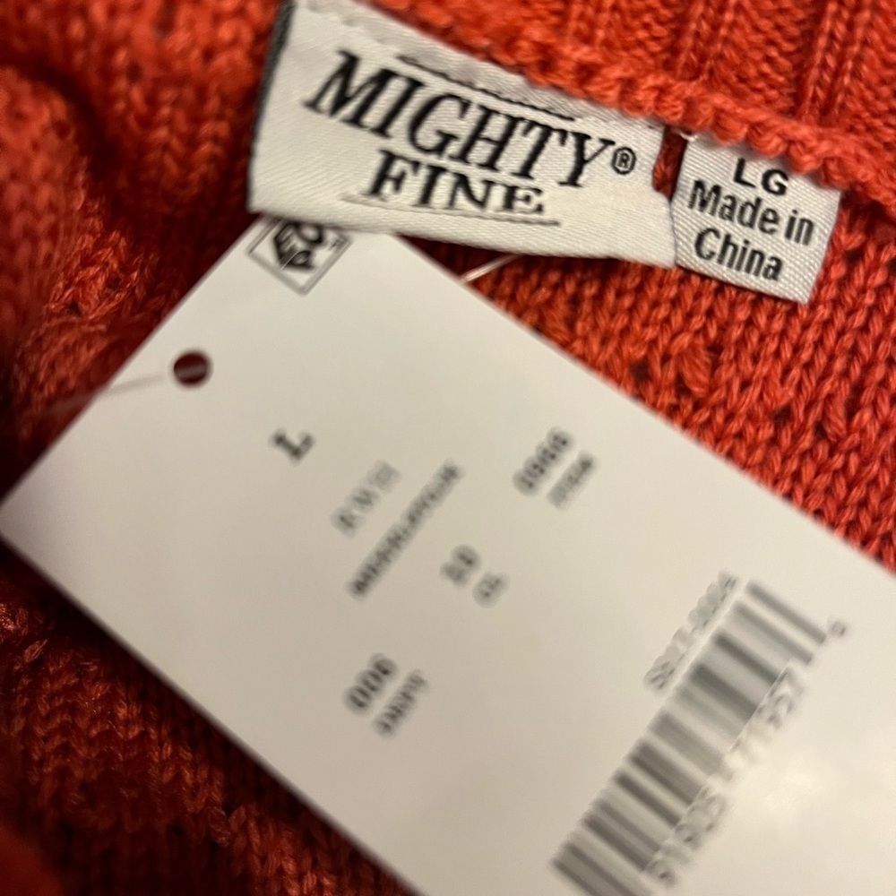 women's large Striped Holiday Red & White Bow Cardigan Sweater Mighty Fine - Picture 4 of 5